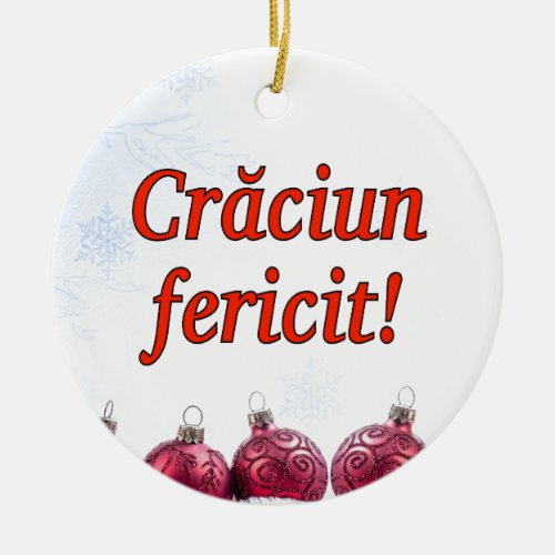 Crăciun fericit Merry Christmas in Romanian rf Ceramic Ornament