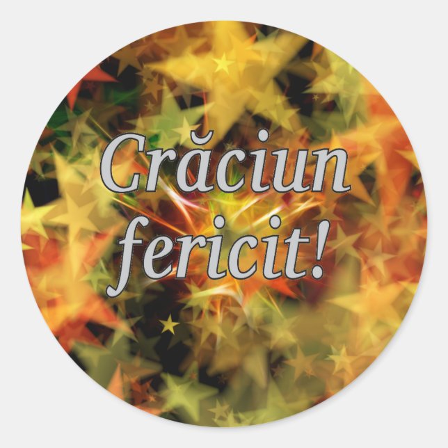 Crăciun fericit! Merry Christmas in Romanian wf Classic Round Sticker (Front)