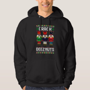 Crack Deez Nuts Nutcracker Nut Xmas Pajama Matchin Hoodie