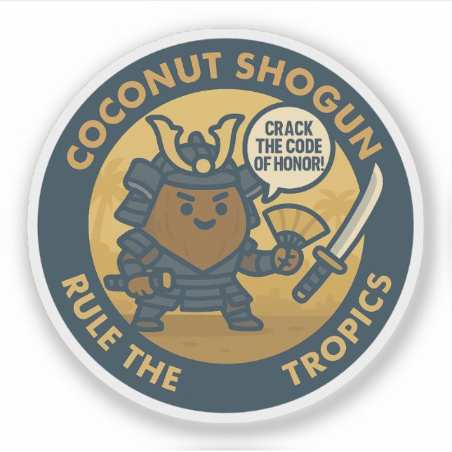 Crack The Code Of Honor Samurai Coconut Sticker (Front)