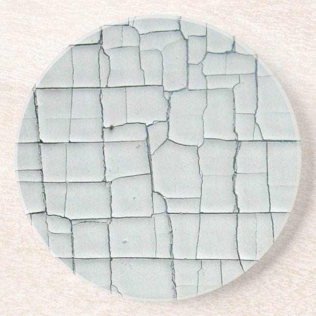 Cracked and Chipped White Paint Drink Coaster (Front)