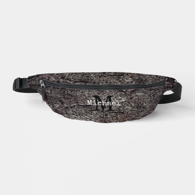 Cracked asphalt road gray lines Monogram Fanny Pack (Front)
