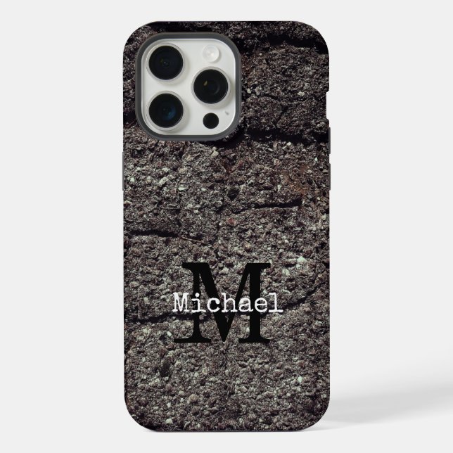 Cracked asphalt road gray lines Monogram iPhone Case (Back)