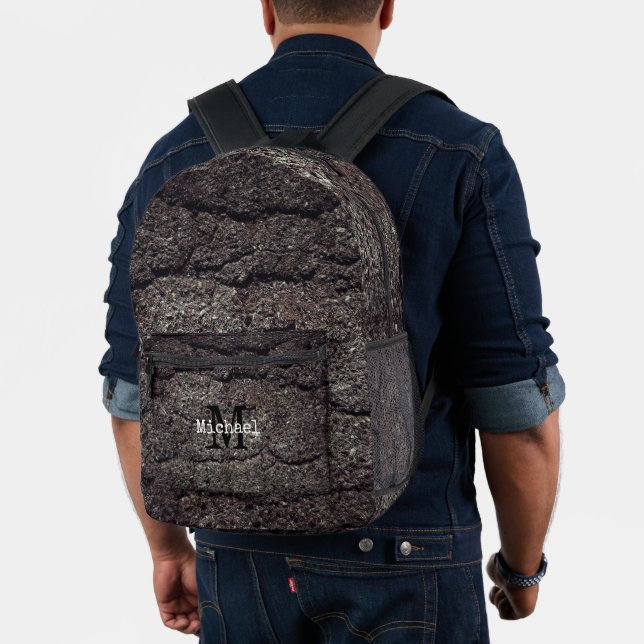 Cracked asphalt road gray lines Monogram Printed Backpack (Insitu (Model))
