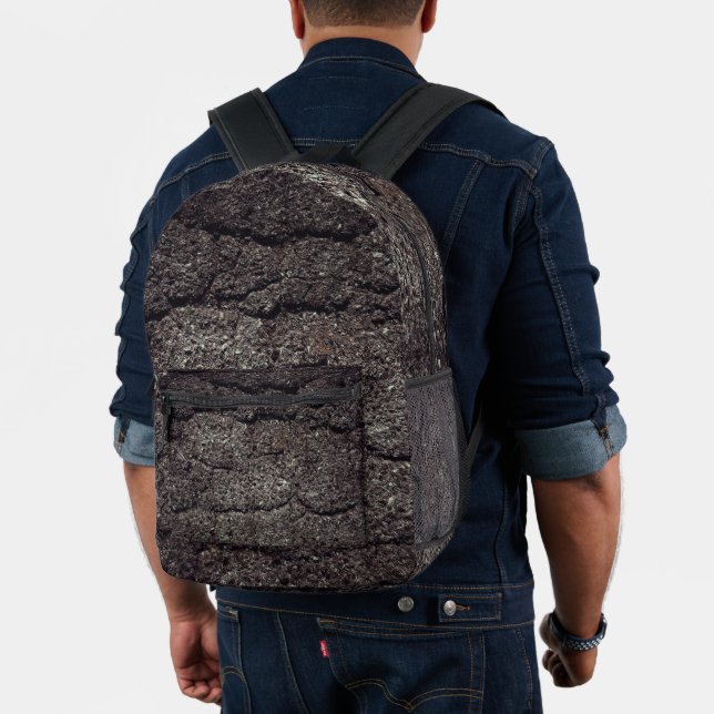 Cracked asphalt road gray lines printed backpack (Insitu (Model))
