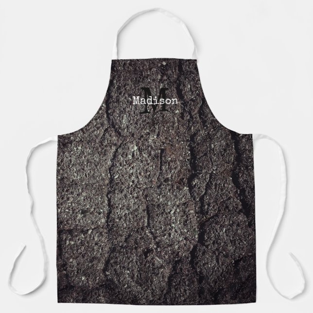 Cracked asphalt road Monogram Apron (Front)