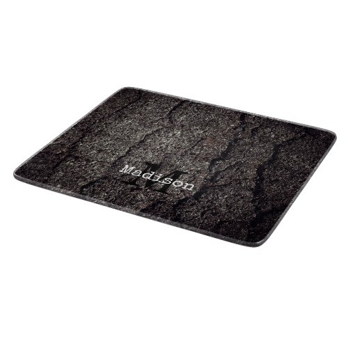 Cracked asphalt road Monogram Cutting Board