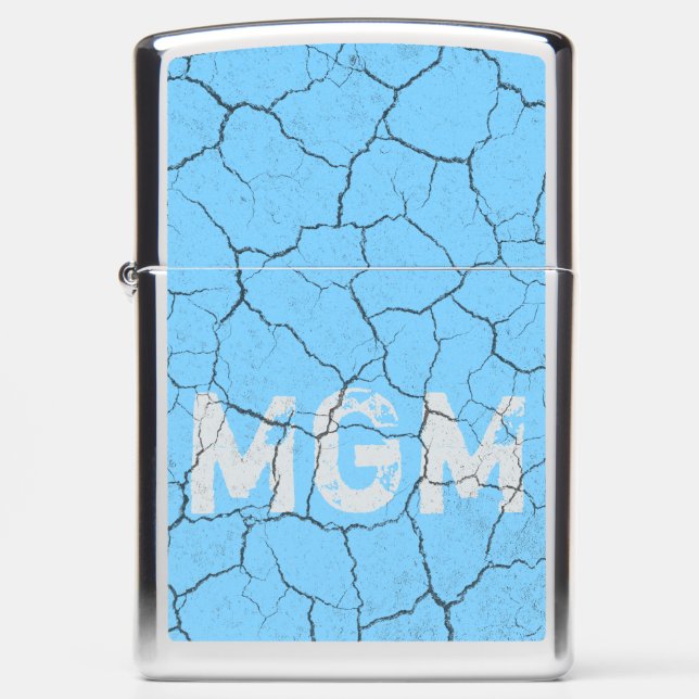 Cracked Baby Blue   Monogrammed Zippo Lighter (Front)