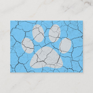 Cracked Blue Animal Paw Print Business Cards