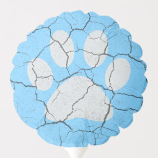 Cracked Blue Animal Paw Print Party Balloon