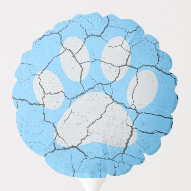 Cracked Blue  Animal Paw Print  Party Balloon (Back)