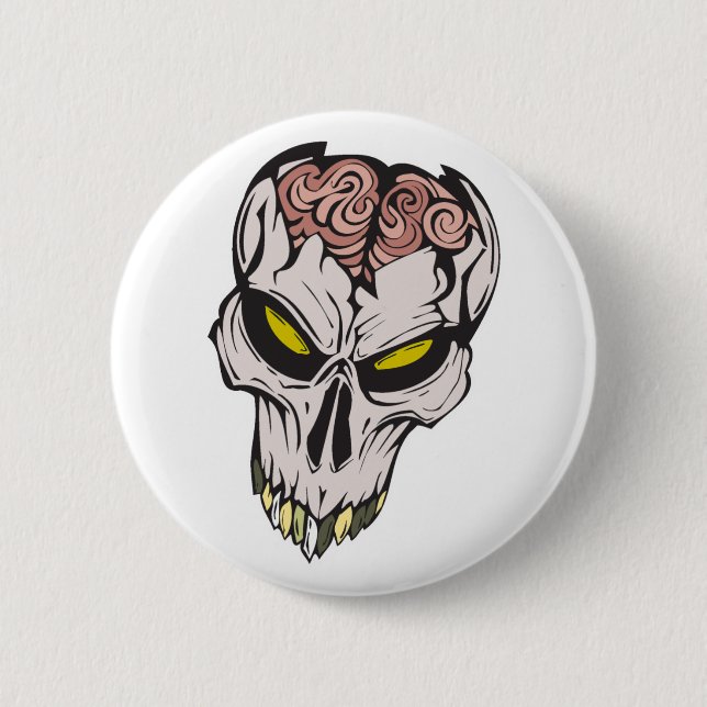 cracked brain skull button (Front)