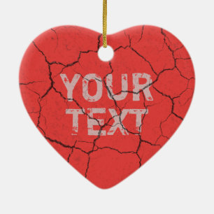 Cracked Brick Red Ceramic Ornament Heart
