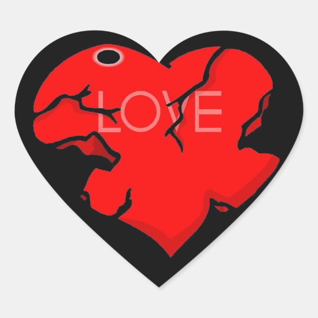 Cracked + Broken Heart Heart Sticker (Front)
