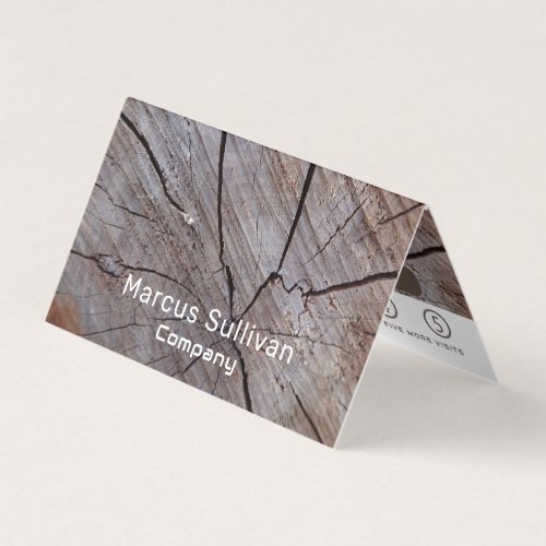 Cracked Brown Wood Double Loyalty Business Card