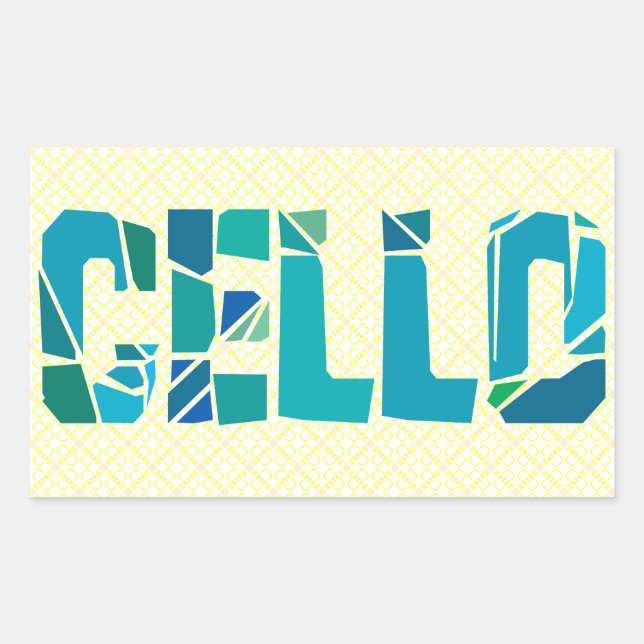 Cracked Cello Text Rectangular Sticker (Front)