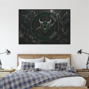 Cracked Charcoal Bull Timing Quote Design Canvas Print