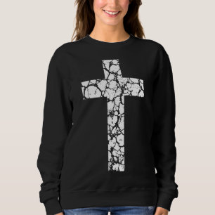 Cracked Christian Cross  Jesus Loves You  Religiou Sweatshirt