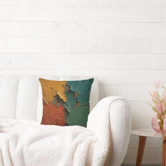Cracked Colors Symphony – Texture Art of Time Throw Pillow