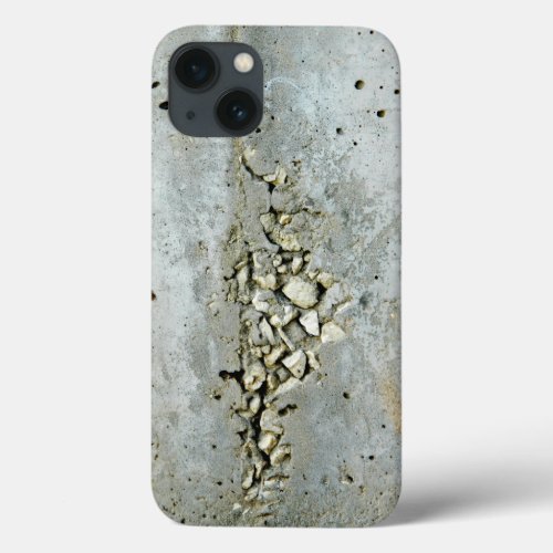 Cracked concrete wall with small stones iPhone 13 case