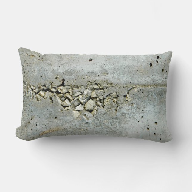 Cracked concrete wall with small stones lumbar pillow (Front)