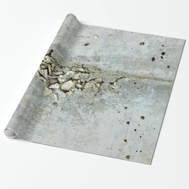 Cracked concrete wall with small stones wrapping paper (Unrolled)