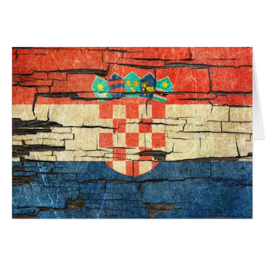 Cracked Croatian Flag Peeling Paint Effect Cards (Front Horizontal)