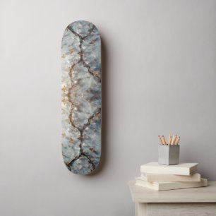 Cracked Crystal Marble Rock Wall with Colorful Skateboard
