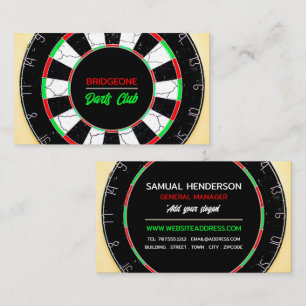 Cracked Dartboard Design, Darts Club Business Card