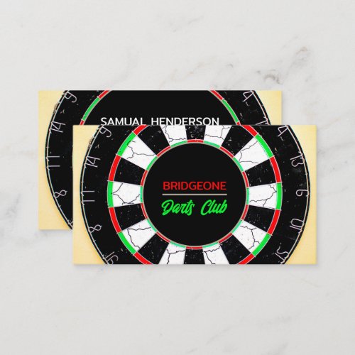 Cracked Dartboard Design Darts Club Business Card