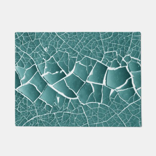 Cracked Dried Mud  _ Teal Green Colored Doormat