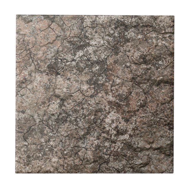 Cracked Dry Desert Ground Floor Texture Background Ceramic Tile (Front)