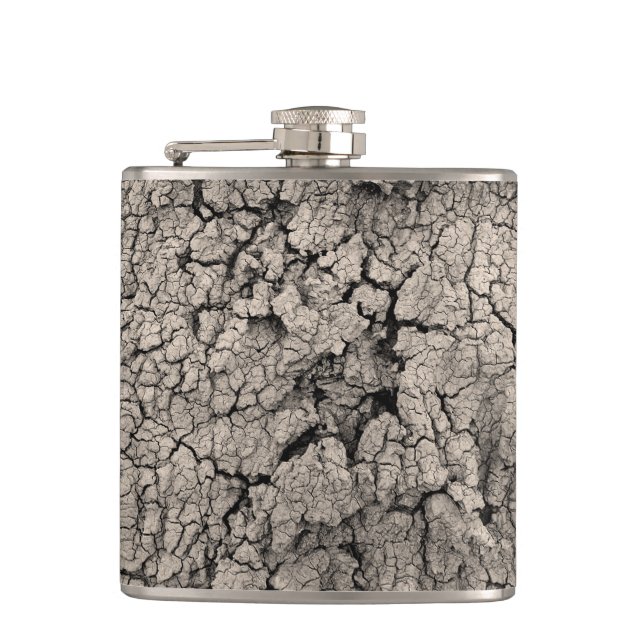 Cracked Earth Cool Dirt Texture Hip Flask (Front)