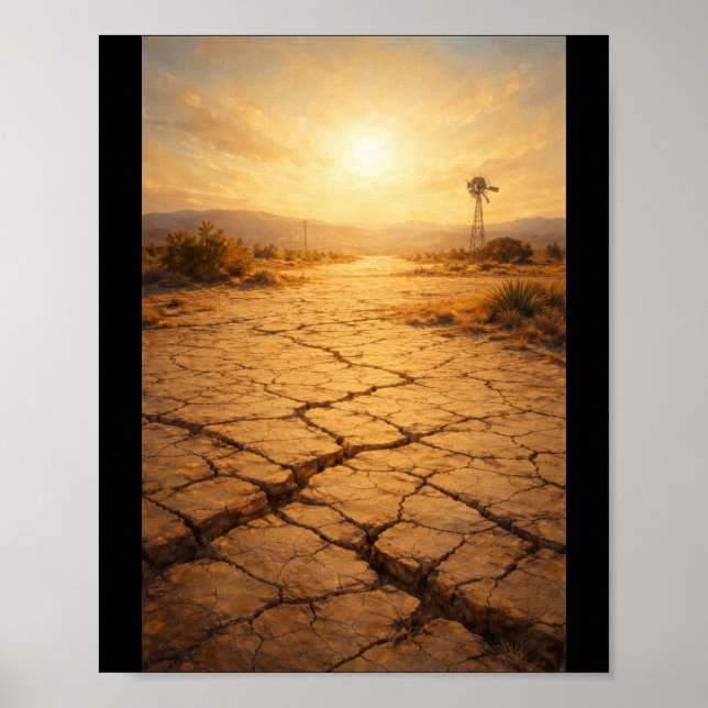 Cracked earth under intense sunlight poster (Front)