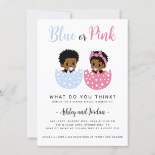 Cracked Egg Black Baby Gender Reveal Invitation