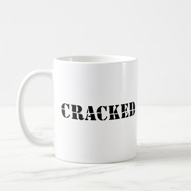 Cracked Expressive Typography Fun Black and White Coffee Mug (Left)