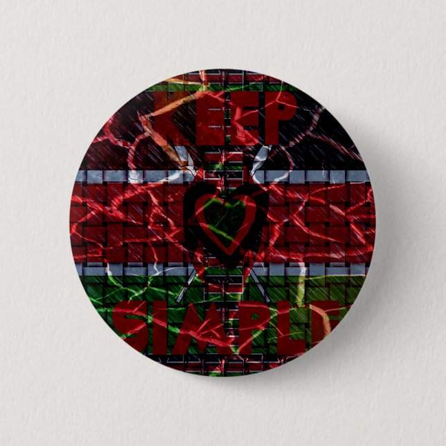 Cracked Flag: Keep It Simple - Kenyan Resilience  Pinback Button (Front)