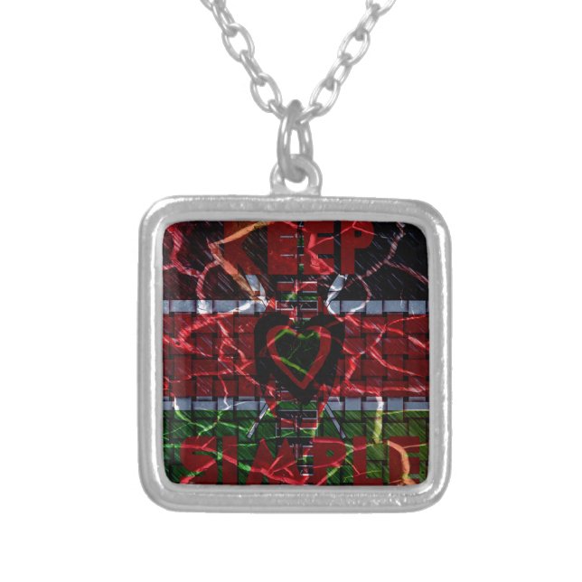 Cracked Flag: Keep It Simple - Kenyan Resilience  Silver Plated Necklace (Front)