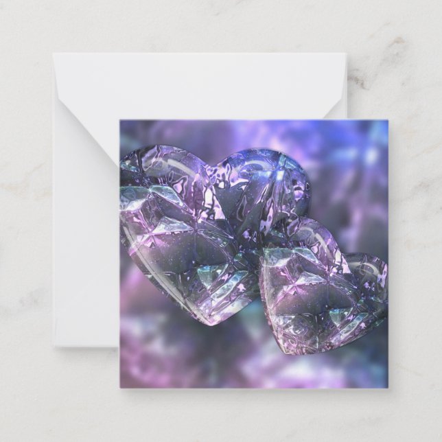 Cracked Glass Hearts Note Card (Front)