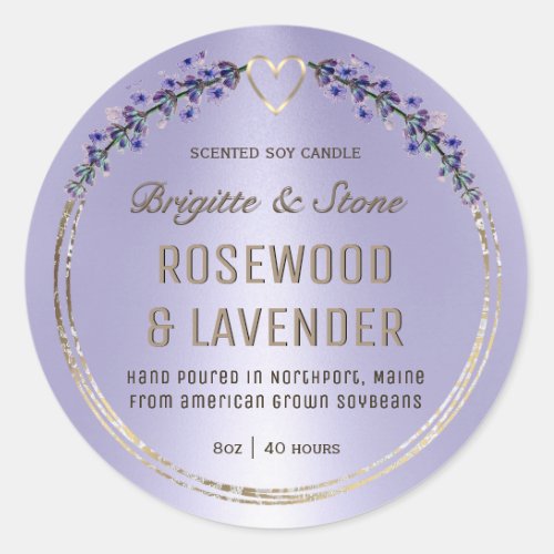Cracked Gold Lavender Gradient Soy Candle Label 