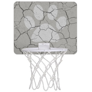 Cracked Gray Animal Paw Print Basketball Hoop