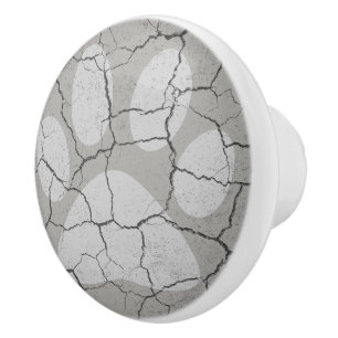Cracked Gray Grey Animal Paw Print Drawer Knob