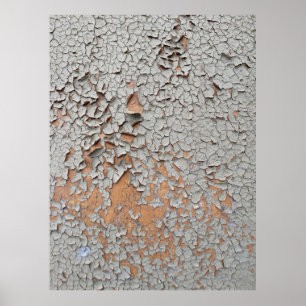 Cracked gray wall paint poster