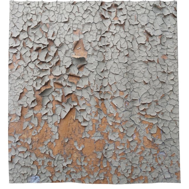 Cracked gray wall paint shower curtain (Front)
