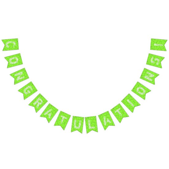 Cracked  Green Congratulations Bunting Party Flags