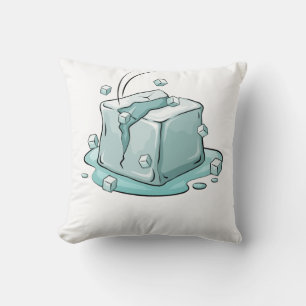 Cracked Ice Cube Illustration Art Throw Pillow