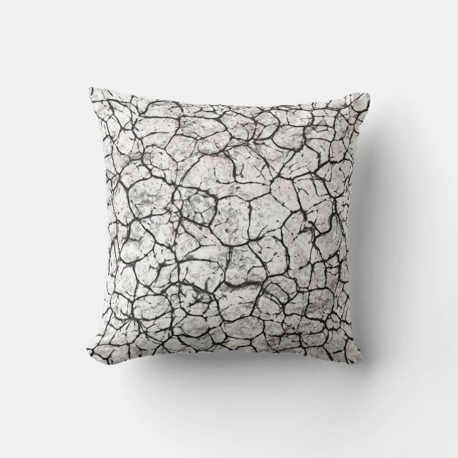 Cracked Marble Digital Pattern Throw Pillow (Front)