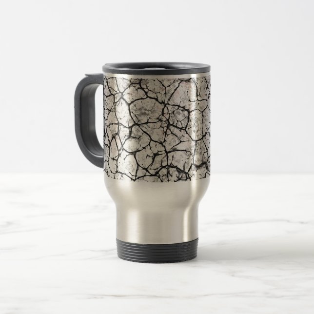 Cracked Marble Digital Pattern Travel Mug (Front Left)