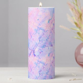Cracked Marble Style Pillar Candle 3X8
