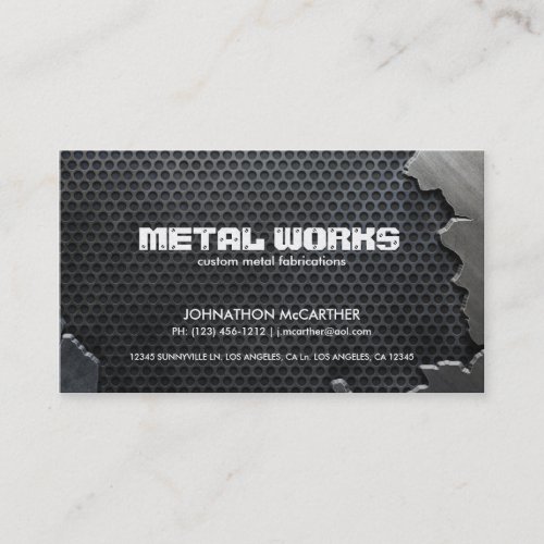 Cracked Metal and Mesh Business Card